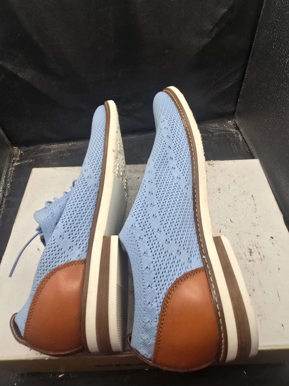 Light Blue Knit Derby Shoes